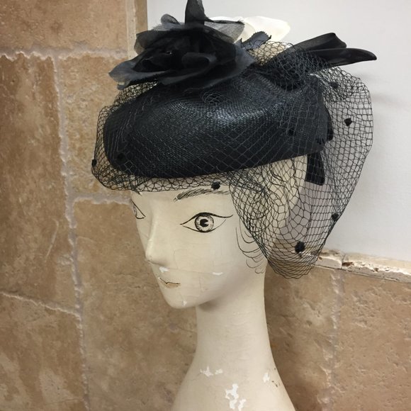 Vtg Peter Bettley Black Fascinator Hat Celebrate Wedding, Garden Party Black Tie main image 10
